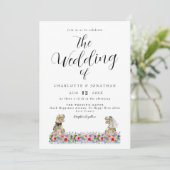 Dinosaur Theme Wildflower Wedding Kaart (Staand voorkant)