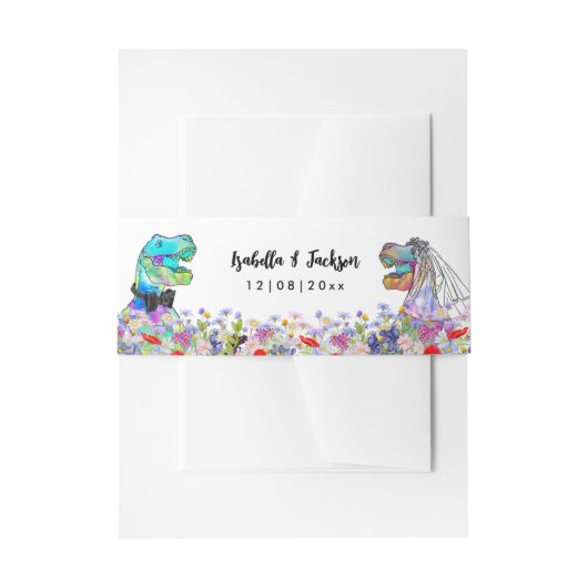 Dinosaur Theme Wildflower Wedding Uitnodigingen Wikkel (Voorkant Voorbeeld)