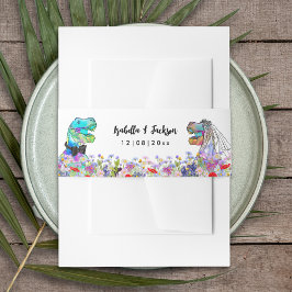 Dinosaur Theme Wildflower Wedding Uitnodigingen Wikkel