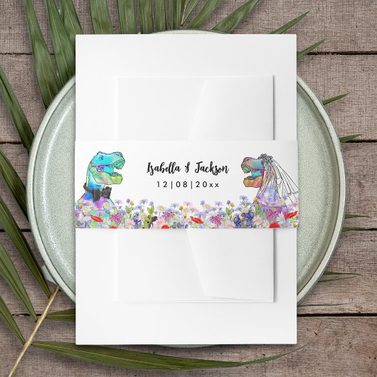 Dinosaur Theme Wildflower Wedding Uitnodigingen Wikkel