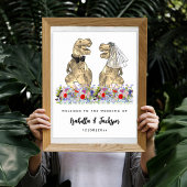 Dinosaur Theme Wildflower Wedding Welkom Poster