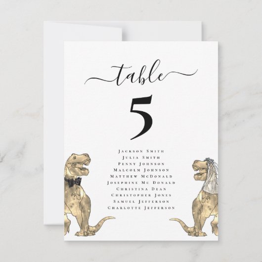 Dinosaur Themed Wedding Table Seating Chart (Achterkant)