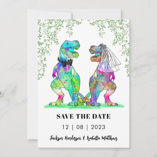 Dinosaur Thgerespecteerde Wedding Fun Save The Date (Voorkant)