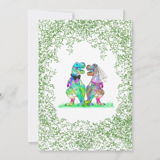 Dinosaur Thgerespecteerde Wedding Fun Save The Date (Achterkant)