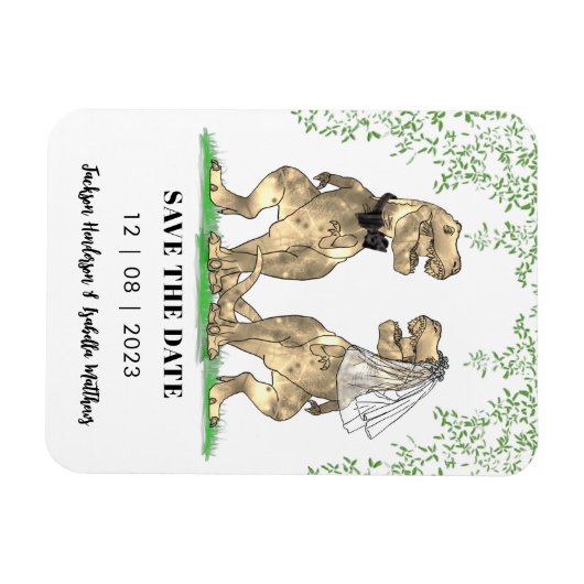 Dinosaur Thleed Wedding Save the Date Magneet (Horizontaal)