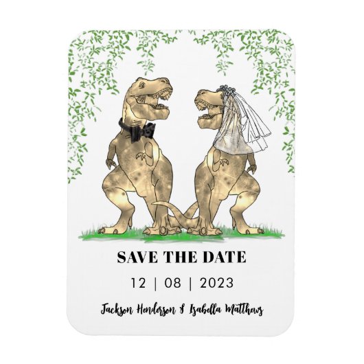 Dinosaur Thleed Wedding Save the Date Magneet (Verticaal)