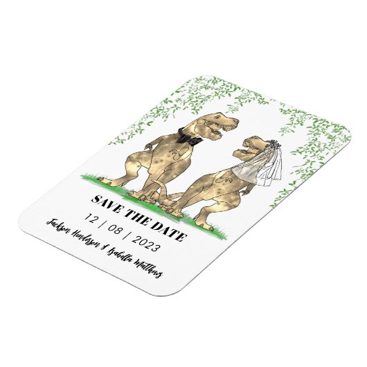 Dinosaur Thleed Wedding Save the Date Magneet (Linkerzijde)