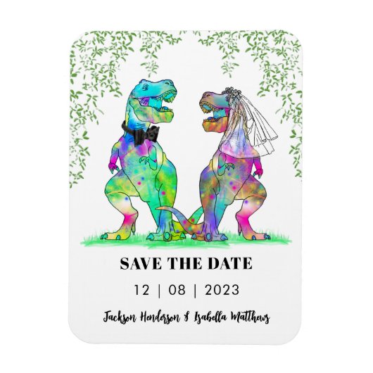 Dinosaur Thleed Wedding Save the Date Magneet (Verticaal)