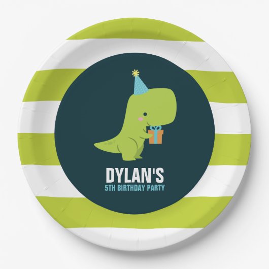 Dinosaur Thlek Kids Birthday Party Papieren Bordje (Voorkant)