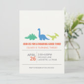 Dinosaur Thmed Birthday Party Invitation Kaart (Staand voorkant)