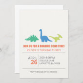 Dinosaur Thmed Birthday Party Invitation Kaart (Voorkant / Achterkant)