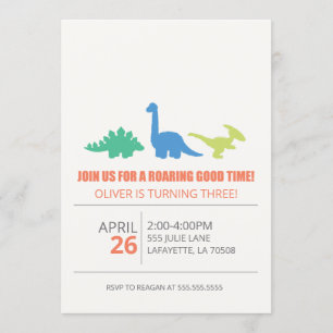 Dinosaur Thmed Birthday Party Invitation Kaart