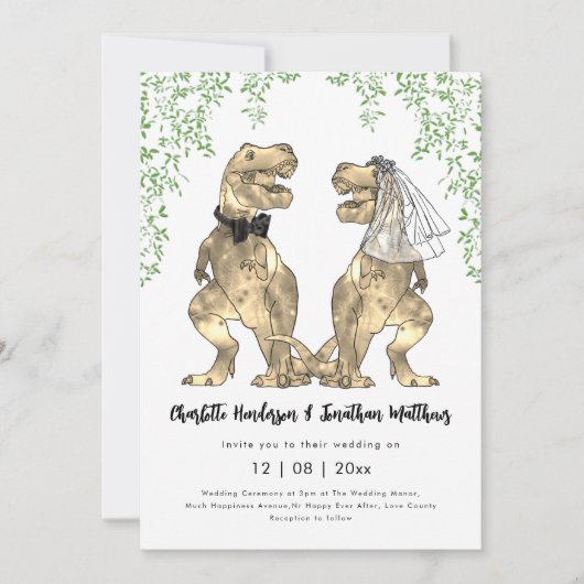 Dinosaur ThMED Wedding Kaart (Voorkant)