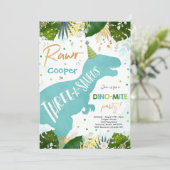 Dinosaur Three-A-Saurus Party Dino 3e verjaardag Kaart (Staand voorkant)