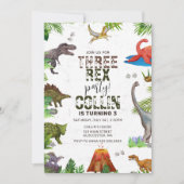 Dinosaur Three Rex 3e verjaardagsfeestje Kaart (Voorkant)