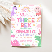 Dinosaur Three Rex 3rd Birthday Invitation Kaart
