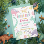 Dinosaur Three Rex 3rd Birthday Party  Kaart