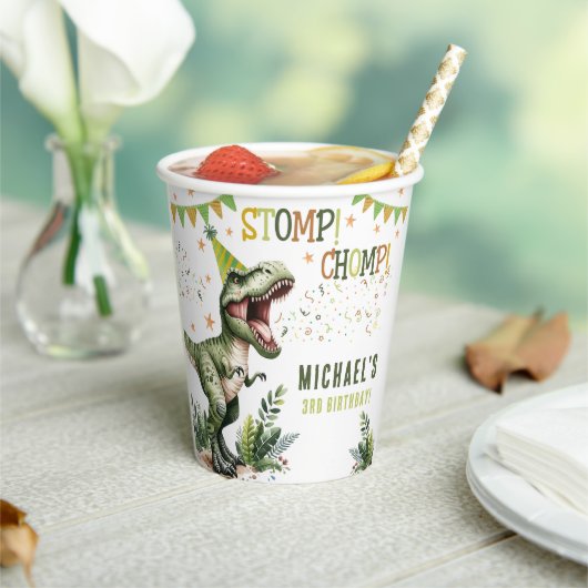 Dinosaur Three Rex 3rd Birthday Party  Papieren Bekers (Insitu)