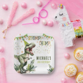  Dinosaur Three Rex 3rd Birthday Party  Papieren Bordje (Feest)