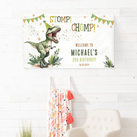 Dinosaur Three Rex 3rd Birthday Party  Spandoek (Insitu)