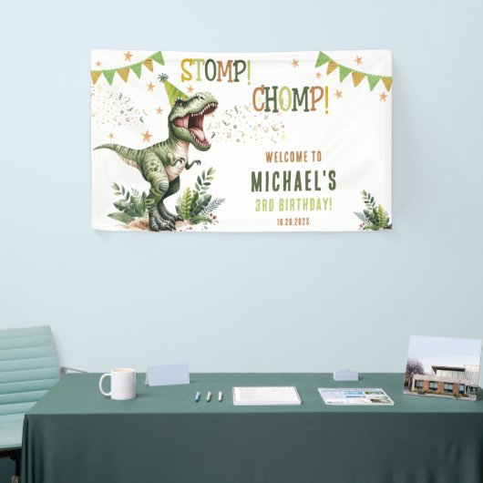 Dinosaur Three Rex 3rd Birthday Party  Spandoek (Beurs)