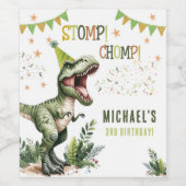 Dinosaur Three Rex 3rd Birthday Party  Wijn Etiket (Enkel label)
