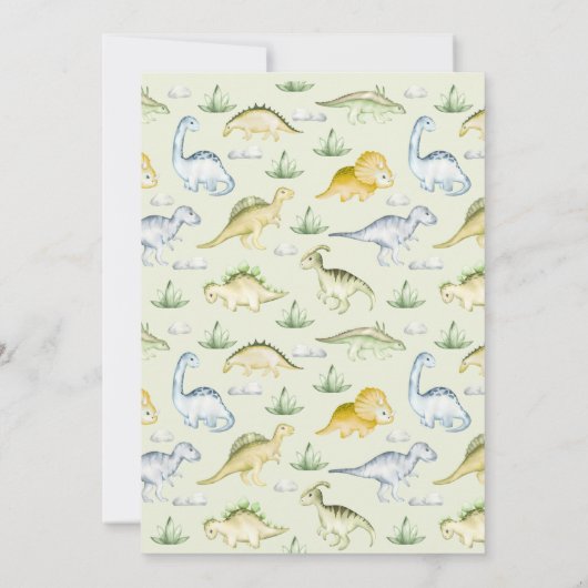 Dinosaur Three Rex 3rd Birthday Uitnodiging (Achterkant)