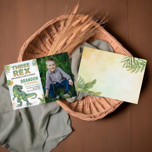 Dinosaur Three Rex 3rd Birthday Uitnodiging