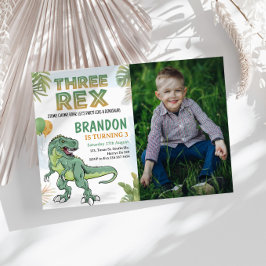 Dinosaur Three Rex 3rd Birthday Uitnodiging