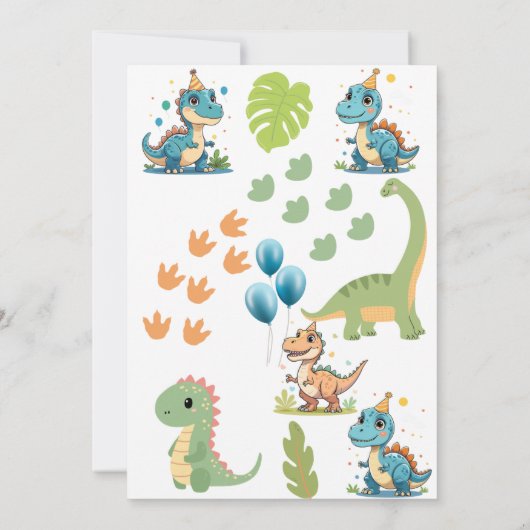 Dinosaur Three Rex 3rd Birthday Uitnodiging (Achterkant)