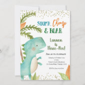 Dinosaur Three-Rex Birthday Invitation Kaart (Voorkant)
