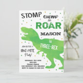 Dinosaur Three-Rex Birthday Invitation Kaart (Staand voorkant)