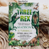 Dinosaur Three Rex Invitation Boy Kaart