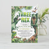 Dinosaur Three Rex Invitation Boy Kaart (Staand voorkant)