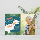 Dinosaur Three-Rex T-Rex RAWR 3rd Birthday Kaart (Staand voorkant)