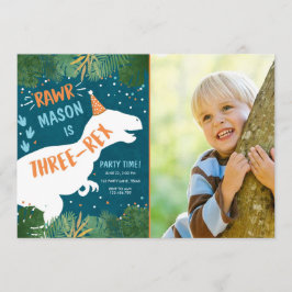 Dinosaur Three-Rex T-Rex RAWR 3rd Birthday Kaart