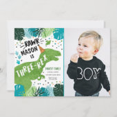 Dinosaur Three-Rex T-Rex RAWR 3rd Birthday Kaart (Voorkant)