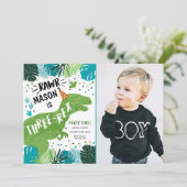 Dinosaur Three-Rex T-Rex RAWR 3rd Birthday Kaart (Staand voorkant)