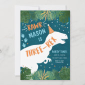 Dinosaur Three-Rex T-Rex RAWR 3rd Birthday Kaart (Voorkant)