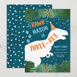 Dinosaur Three-Rex T-Rex RAWR 3rd Birthday Kaart