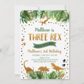 Dinosaur Three Rex Third Birthday Kaart (Voorkant)