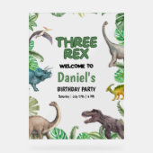 Dinosaur Three rex Verjaardagsuitnodiging T Rex Fe Acryl Bord (Voorkant)