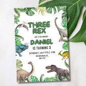Dinosaur Three rex Verjaardagsuitnodiging T Rex Fe Kaart