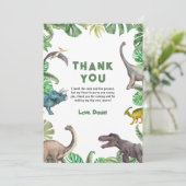 Dinosaur Three Rex verjaardagsuitnodiging voor Rex Bedankkaart (Staand voorkant)