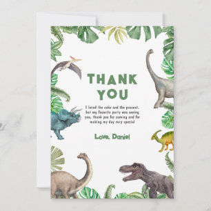 Dinosaur Three Rex verjaardagsuitnodiging voor Rex Bedankkaart