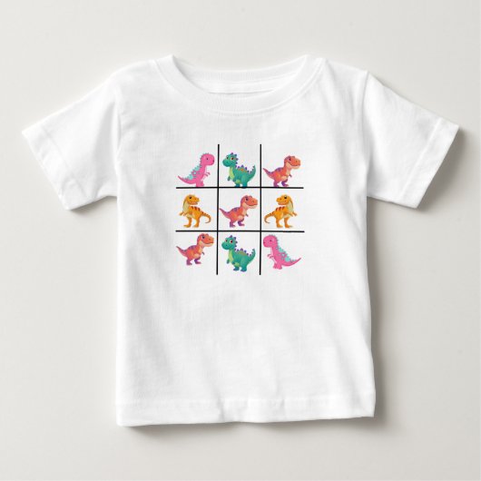 Dinosaur Tic Tac Toe Baby Jersey T-Shirt (Voorkant)