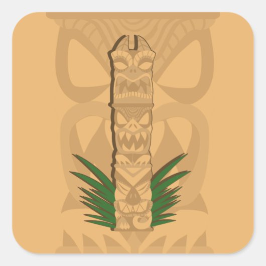 Dinosaur Tiki Totem Vierkante Sticker (Voorkant)