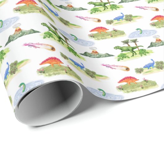 Dinosaur Toile (Original Colors) Cadeaupapier (Rol Hoek)