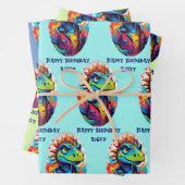 Dinosaur Tough Kind Naam toevoegen 3 Verjaardag Inpakpapier Vel (In situ)