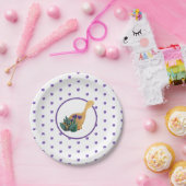 Dinosaur Tracks Kind Partij Paarse Dino Waterverf Papieren Bordje (Feest)